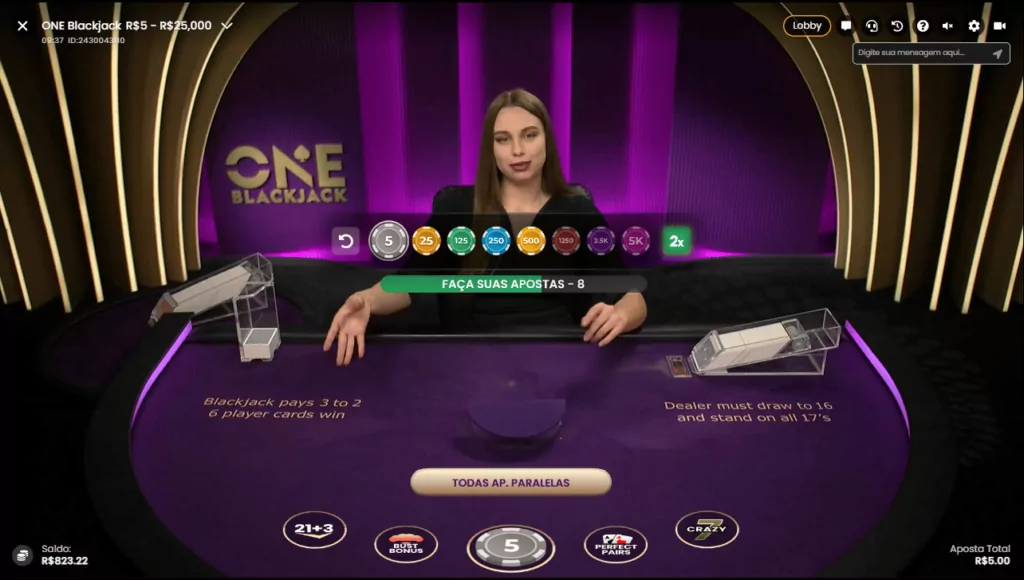 Apostas de One Blackjack