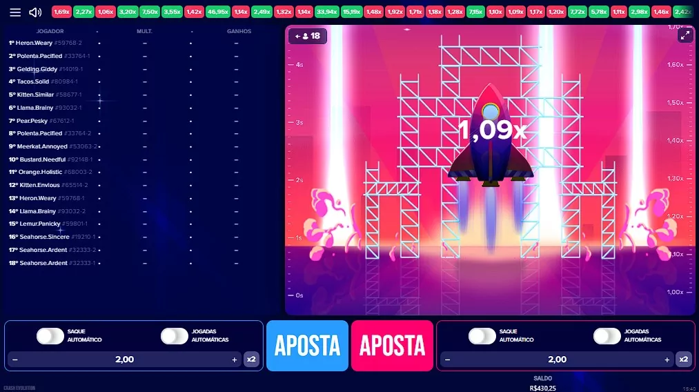 Crash Evolution interface