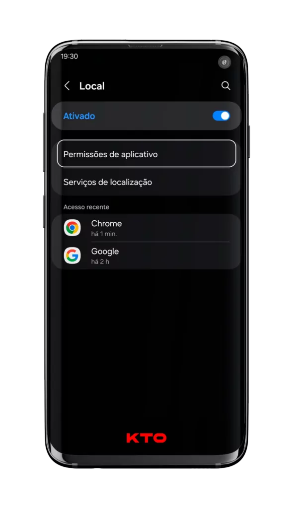 Toque em “Permissões de aplicativo”